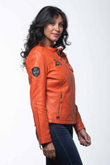 Blouson en cuir 24H Le Mans Riley 4 orange Femme