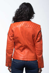 Blouson en cuir 24H Le Mans Riley 4 orange Femme