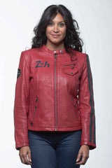 24H Le Mans Riley 4 racing red leather jacket for Women