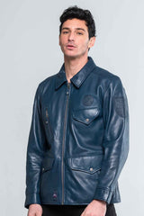 Steve McQueen Sedwick royal blue leather jacket Men