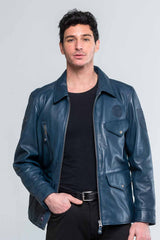 Steve McQueen Sedwick royal blue leather jacket Men