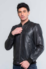 Blouson en cuir Steve McQueen Stan 3 noir Homme