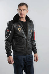 Blouson pilote en cuir Royal Air Force Vickers noir Homme