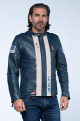 Carroll Shelby Shelby Men leather jacket royal blue