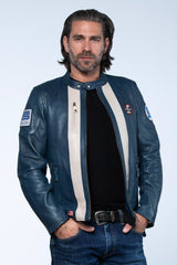 Carroll Shelby Shelby Men leather jacket royal blue