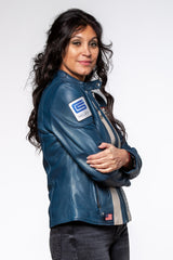 Blouson en cuir Carroll Shelby modèle "Shelby Women" bleu royal Femme
