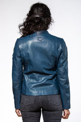 Blouson en cuir Carroll Shelby modèle "Shelby Women" bleu royal Femme