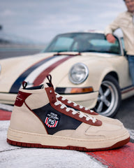 Baskets montantes en cuir Steve McQueen x 24h Le Mans Hight Five écru
