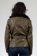 Blouson en cuir Royal Air Force Spitfire 3 kaki foncé Femme