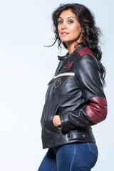 Blouson en cuir 24H Le Mans Stacie noir Femme