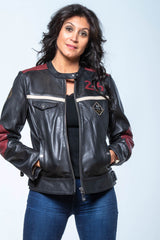 Blouson en cuir 24H Le Mans Stacie noir Femme