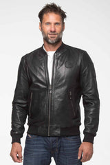 Blouson en cuir Steve McQueen Stan 4 noir Homme