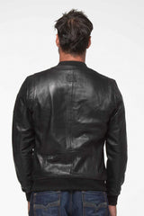 Blouson en cuir Steve McQueen Stan 4 noir Homme