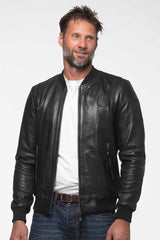 Blouson en cuir Steve McQueen Stan 4 noir Homme