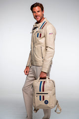 Sac à dos en cuir Steve McQueen x Le Mans Texas Backpack écru