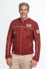 Blouson en cuir Steve McQueen Tom rouge foncé nubuck Homme