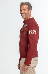 Blouson en cuir Steve McQueen Tom rouge foncé nubuck Homme