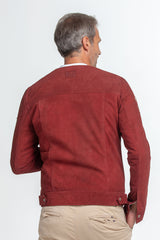 Blouson en cuir Steve McQueen Tom rouge foncé nubuck Homme