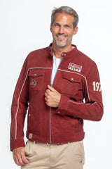 Blouson en cuir Steve McQueen Tom rouge foncé nubuck Homme