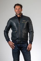 Blouson en cuir Royal Air Force Townsend bleu marine Homme
