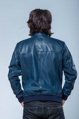 Blouson en cuir 24H Le Mans Travis bleu royal Homme