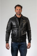 Blouson en cuir Royal Air Force Trenchard noir Homme