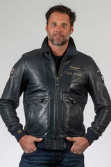 Royal Air Force Trenchard navy blue leather jacket for men