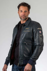 Royal Air Force Trenchard navy blue leather jacket for men