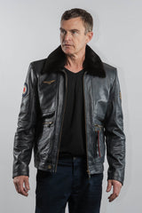 Royal Air Force Vega Gull Navy Blue Leather Pilot Jacket for Men