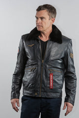 Royal Air Force Vega Gull Navy Blue Leather Pilot Jacket for Men