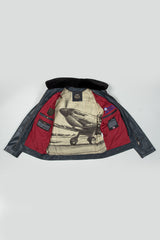 Blouson pilote en cuir Royal Air Force Vickers bleu marine Homme