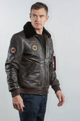 Blouson pilote en cuir Royal Air Force Vickers marron foncé Homme