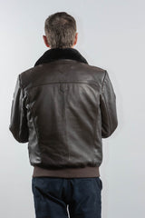 Blouson pilote en cuir Royal Air Force Vickers marron foncé Homme