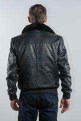 Blouson pilote en cuir Royal Air Force Vickers bleu marine Homme