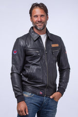 Leather jacket Steve McQueen Virgil black Man