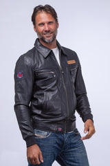 Leather jacket Steve McQueen Virgil black Man