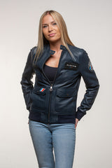 Women’s Alpine W70 leather jacket royal blue