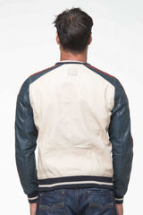 Blouson en cuir Steve McQueen Walt ecru Homme