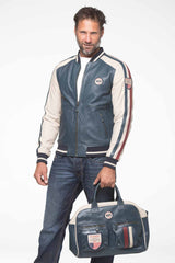 Blouson en cuir Steve McQueen Walt bleu royal Homme