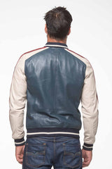 Blouson en cuir Steve McQueen Walt bleu royal Homme