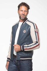 Blouson en cuir Steve McQueen Walt bleu royal Homme