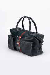Sac de voyage en cuir Steve McQueen x Le Mans Fifty Five 48h bleu marine