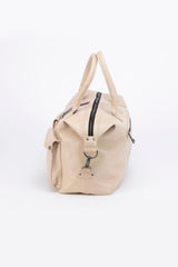Sac de voyage en cuir Steve McQueen x Le Mans Fifty Five 48h écru