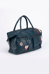 Sac de voyage en cuir Steve McQueen x Le Mans Seattle 6 48h bleu royal