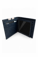 Portefeuille en cuir Carroll Shelby "Shelby Wallet" bleu marine Homme