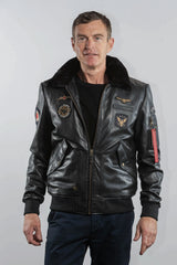Blouson pilote en cuir Royal Air Force Vickers noir Homme