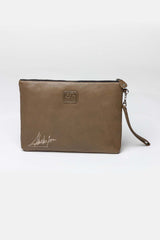 Pochette en cuir Steve McQueen Abratte kaki clair Homme