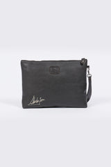 Steve McQueen Abratte leather pouch in dark brown for men