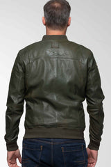 Blouson en cuir Steve McQueen Burt kaki foncé Homme