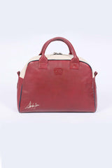 Sac de voyage en cuir Steve McQueen Belgetti rouge foncé